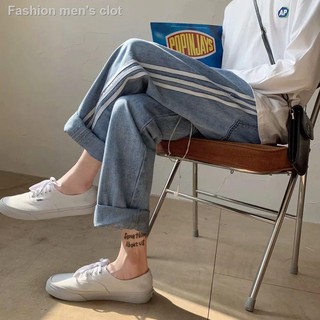 ☃Spot spring Korean style trendy straight pants men s summer new students are thin ins wild loose retro jeans hot down kill