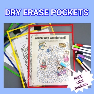 Dry Erase Pockets Reusable Sleeves Folders Erasable Whiteboard Markers Children's Day Gift