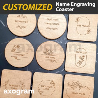 Personalised Name Wooden Coaster | Customised Wood Christmas Teachers Day | Customized Personalized Engraving Gift Idea
