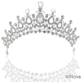 ❤Nova Luxury Handmade Rhinestone Bridal Crown Tiaras Silver Crystal Diadem Tiaras for Bri