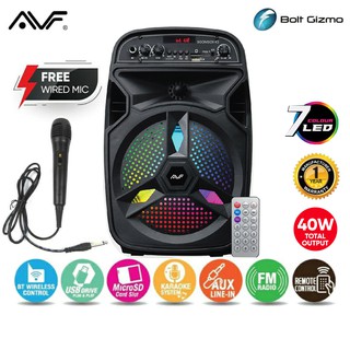 [Shop Malaysia] AVF BOOMBOX X3 Portable Speaker Karaoke Bluetooth With Microphone Support AUX USB Flash Drive TF Card FM Radio LED Light