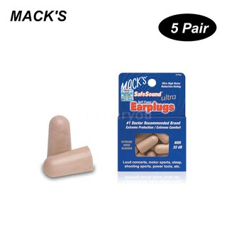 ready stock♛MACK'S 5 Pair Anti-noise Foam Earplugs Washable Professional Soundproof Ear Plugs for Sleeping Working Travelling Hearing Protection