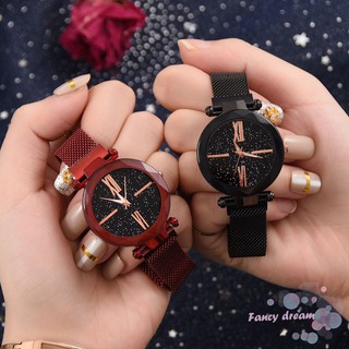 Women Wrist Quartz Watch Fashion Starry Sky with Alloy Strap Magnetic Buckle
