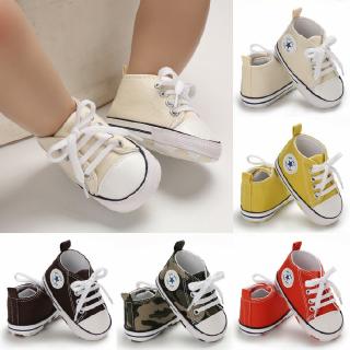 Newborn Toddler Kids Canvas Sneakers Baby Boy Girl Soft Sole Crib Shoes Prewalkers