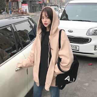 women hoodie loose Korea BF casual Cardigan Plus velvet coats