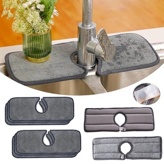 🇸🇬Ready Stock🇸🇬 Microfiber Kitchen Faucet Absorbent Pad Water Drying Pads Sink Absorbent Mat Resuable Dish Drying Mat for Bathroom Countertop RV
