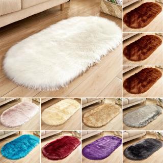 Faux Fur Sheepskin Rug Balcony Oval Circle Floor Carpet Bedroom Home Fluffy Mat