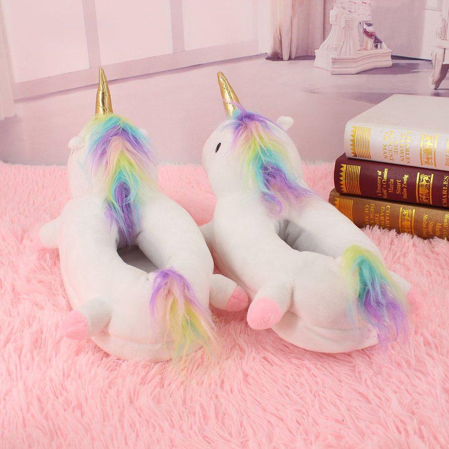Winter Plush Slippers with Lovely Unicorn-Shape Comfortable Indoor Home Shoes