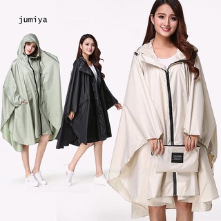 JY_Stylish Hooded Women Raincoat Outdoor Long Poncho Waterproof