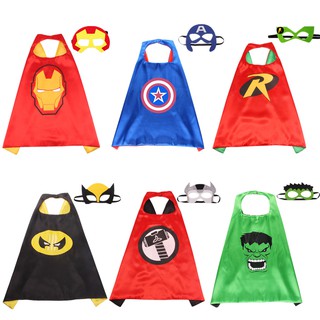 Captain America Iron Man Raytheon Hulk Pattern Capes+Masks Set Adult Kids Party Cosplay Clothing