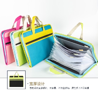 A4 file bag multi-layer folder canvas portable large capacity business bag student test paper organ bag meeting
