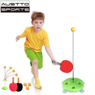 Austto Table Tennis Trainer Elastic Shaft Equipment Movable Ping Pong Balls Paddles Set for Kids Self-Training