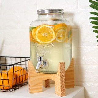 4L / 8L No Lead Glass Barrel With Faucet Cocktail Bucket Juice Drink Can / Transparent Glass with tap Fruit Juice Jar Dessert Table Drink Storage / glass juice jar wooden rack beverage bucket cold kettle bubble wine bottle enzyme bucket storage tank