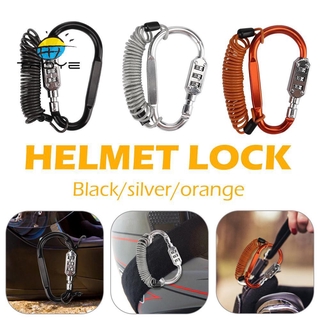 Ty☺ Motorcycle Helmet Lock Carabiner Combination Lock with Steel Wire Rope