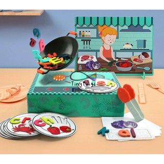 Pretend Play Wooden ABC Spell and Play, Shape or Sequencing Food Box