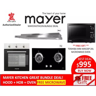 MAYER KITCHEN BUNDLE DEAL - MAYER 90cm SlimLine Hood With Built in Oven **FREE Microwave Oven