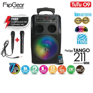 [Shop Malaysia] VINNFIER FlipGear Tango 211WM Portable Trolley Speaker karaoke system and Bluetooth Free 1 Wireless & 1 Wired Microphone