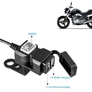 Dual USB Port 12V Waterproof Motorcycle Handlebar Charger 5V 1A/2.1A Adapter Power Supply Socket for phone