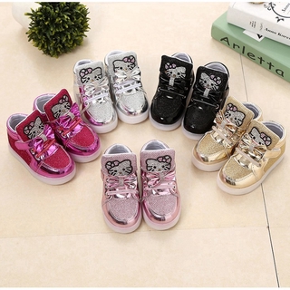 Ready Stock Hello Kitty Fashion Children Girl LED Cat Spring Autumn Shoes (1)