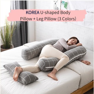 KOREA KOREA U-shaped Body Pillow + Leg Pillow (3Colors) Body Pillow U Shape Cushion Pregnant Women Pillowcase Maternity Cushion Maternity Care Pregnancy Pillows Bedding