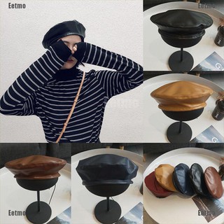 (Eetmo) Vintage Womens Ladies Faux Pu Leather Beret Hat French Cap Winter Gifts-_Sg