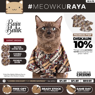 MEOWKURAYA 🐱 Baju Batik Kucing (Cat Pet Photoshoot Prop Costume Hari Raya)