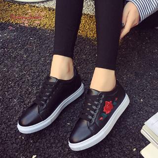 Fashion Women's rose embroidery printed shoe sneaker (choose one size bigger )