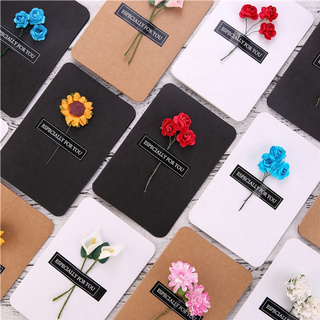 🔥Hot Sale🔥10 Pcs Korean Creative Dried Flower Festival Greeting Card Handmade DIY Kraft Paper Wishes Thank You Card Envelope Birthday Gift HML Happy New Year (1)