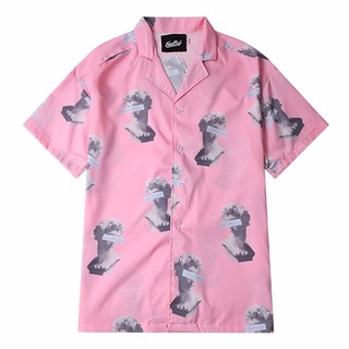 Men's Hawaiian Shirt Summer Floral Printed Beach Shorts Sleeve Tops Blouse