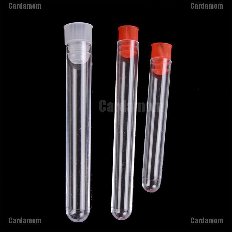 [Com&Ele] 10Pcs High Quality Transparent Plastic Laboratory Test Tubes With Lids Vial Sample Containers