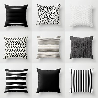 (Double-sided printing)Black and White Stripes Simple Style Car Cushions Cover