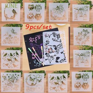 9PCS/SET Craft Wall Painting Layering Stencils Embossing Template Scrapbooking
