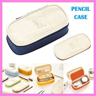 💖Telescopic Macaron Color Pencil Case Large Capacity Zipper Canvas Makeup Stationery