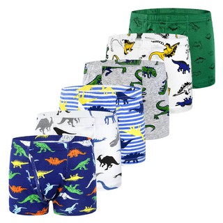 🔥Ready Stock🔥 6pcs Cotton Kids Underwear Cartoon Dinosaur Design Teenager Boys Boxer Briefs for 2-10 Years Children