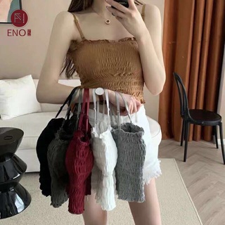 ENO Pleated Suspender Vest Net Red Bottomed Blouse Women's Ins Blouse Chest Wrapped Underwear