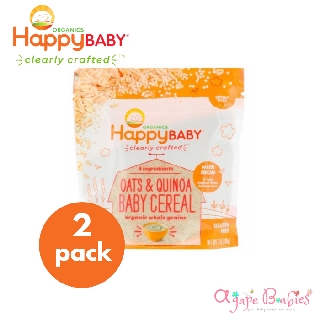 [2-Pk] Happy Family Happy Baby Clearly Crafted Cereal Baby Cereal - Oats & Quinoa, 198g.
