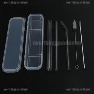 1 set Reusable Clear Glass Water Drinking Straws with Brush Bar Accessories EverthingGooddown.sg