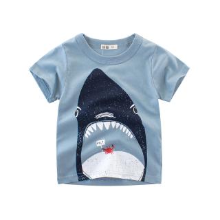 Summer children's clothing children's short-sleeved T-shirt fashion top cotton short-sleeved blue shark