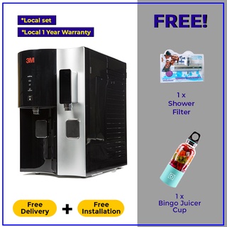 3M Hot Cold Room Temperature Filtered Water Dispenser HCD2 (Black/White)- FREE Maier Shower Filter & Bingo Juicer Cup