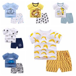 🔥Ready Stock🔥Cotton Kids Boy Girl Clothes Sets Suits Short Sleeve T-shirt+shorts Two-piece Set