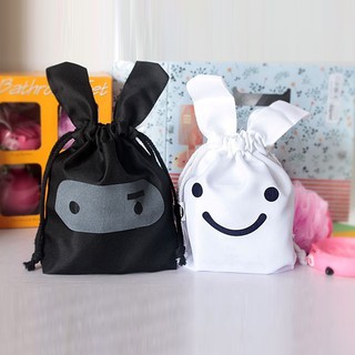 Bunny Fabric Drawstring Pouch Travel Storage Tote Bag Well coconut