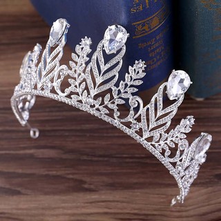 Bridal Tiara Crown Rhinestone Leaves Pageant Prom Crown Wedding Hair Accessories