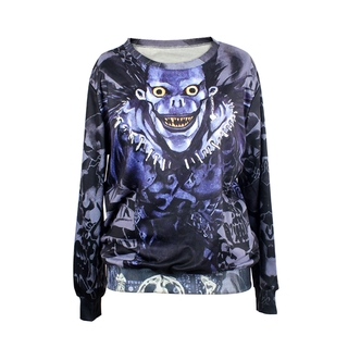 Spot Halloween Blue Skull Character Famous Painting Couple Sweater Loose round Neck DesignWYL2012