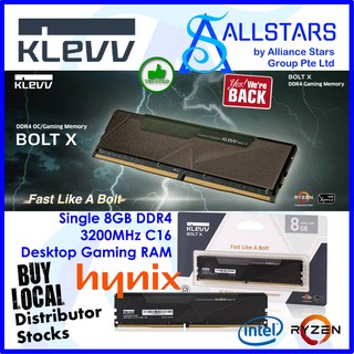 KLEVV Bolt X 8GB DDR4 3200MHz CL16 UDIMM Gaming Desktop Memory / RAM (Warranty Ltd Lifetime with TechDynamic)