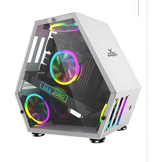 Sahara tempered glasses gaming MATX /ITX case desktop casing /computer cases / case with 3 LED casing fans