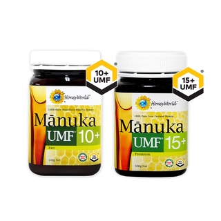 HONEY WORLD Raw Manuka Honey UMF 10+ 500g & Premium Manuka Honey UMF 15+ 500g (1)