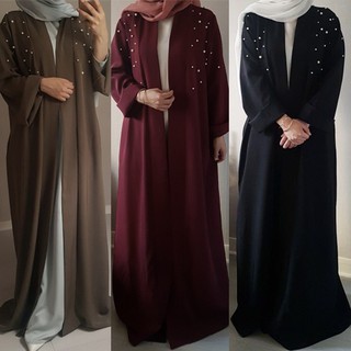 🔥Muslimah 🔥Muslim Kaftan Abaya Jilbab Lace Loose Maxi Dress Pearl Lace Robe