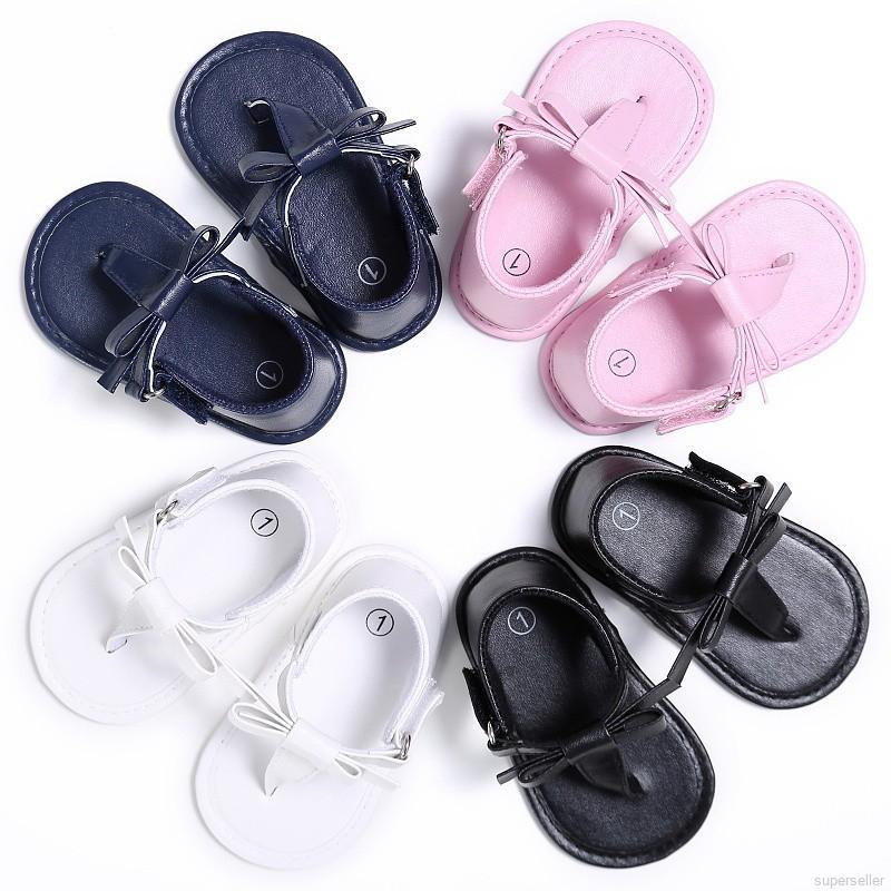 Newborn Baby Girls Anti-slip Bow Soft Sole Shoes Princess Crib Prewalker Shoes (1)