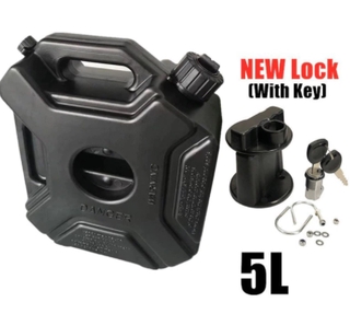 3L 5L Liters Jerry Can Black Fuel Tank Can Car Motorcycle Spare Petrol Oil Tank Backup Jerrycan Fuel-jugs Canister With Lock & Key ( With Bracket )