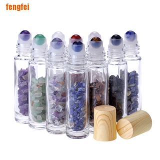【FF】10ml Gemstone Essential Oil Roller Ball Bottles Perfumes with Crystal Ch